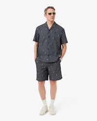 Crocodile Print Stripe Cotton Shorts