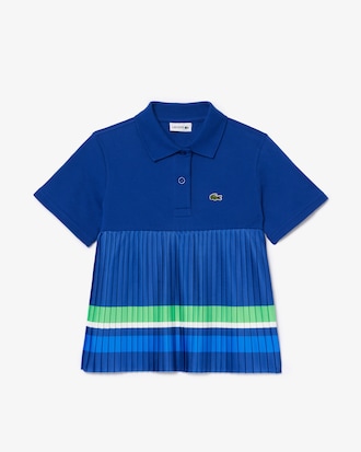 Kids' Pleated Hem Petit Piqué Polo