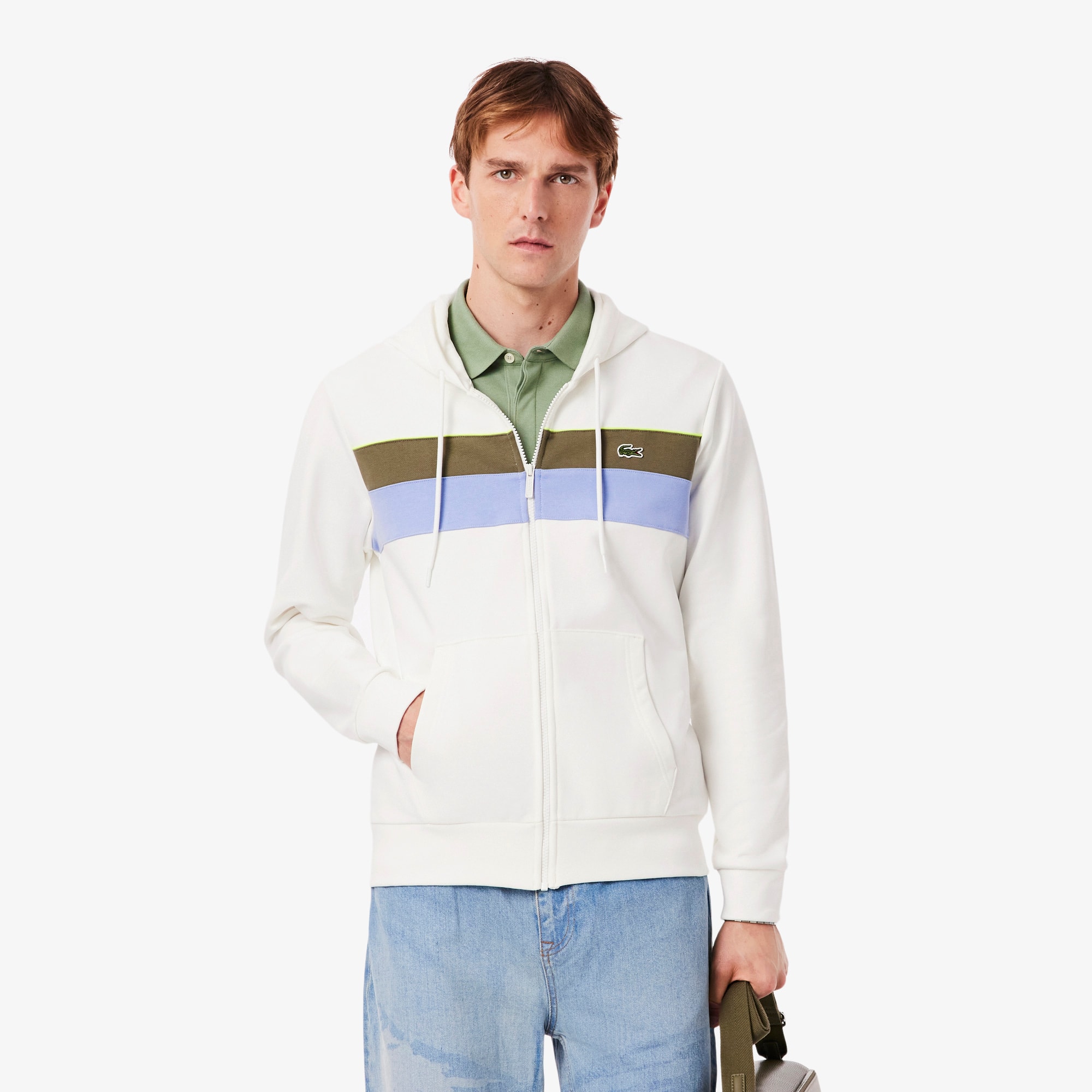 Lacoste Men's Zip-up Colorblock Hoodie - Xl - 6 In Multi