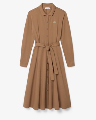 Vestido de Petit Piqu&eacute; con Cintur&oacute;n y Cuello Polo