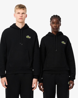 Unisex Loose Fit Badge Accent Hoodie