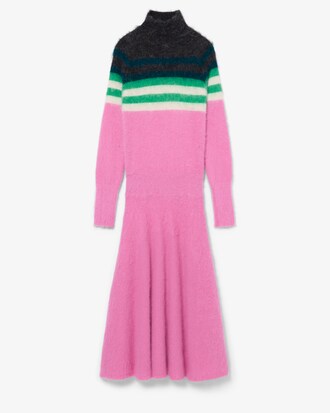 Runway High Neck Alpaca Wool Maxi Dress