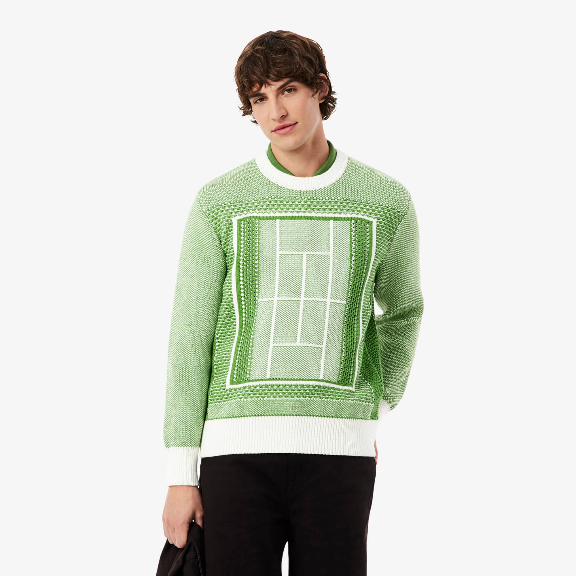 Lacoste Tennis Court Graphic Jacquard Sweater