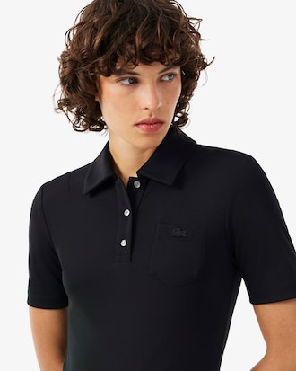 Pleated Fluid Jersey Polo Collar Dress