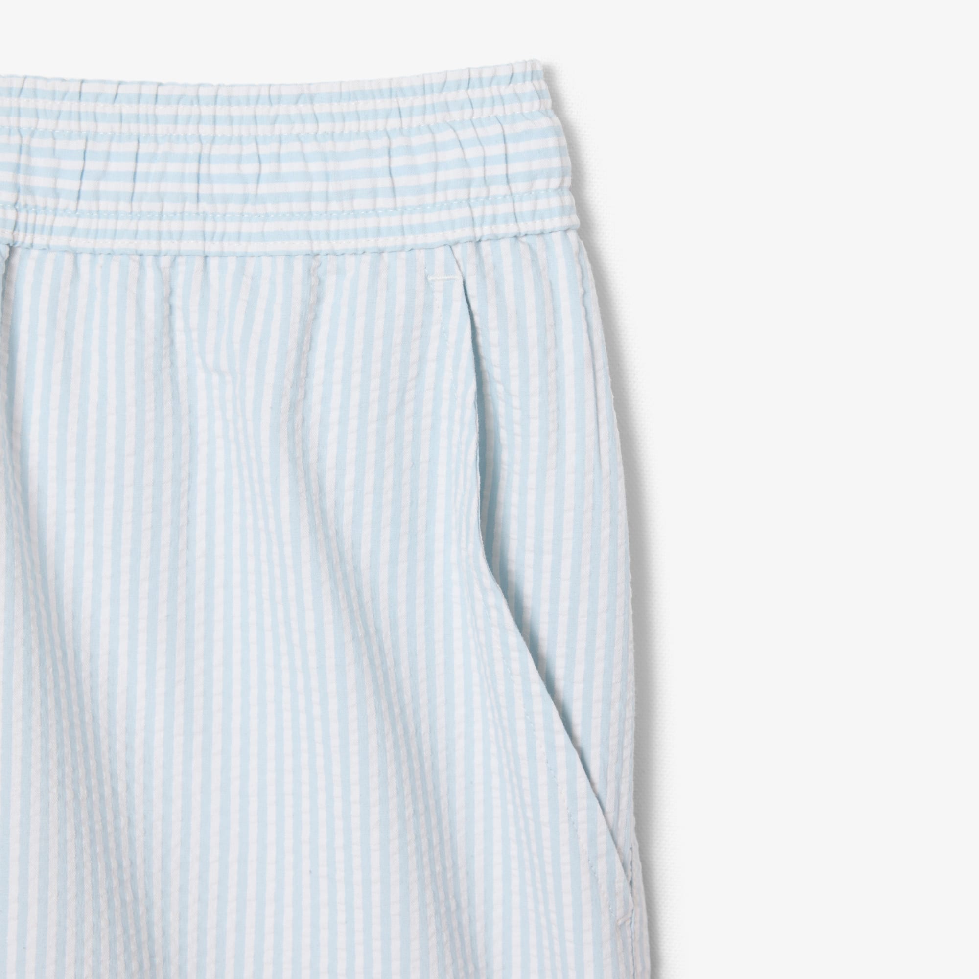 Men's Mid Length Striped Textured Swim Trunks