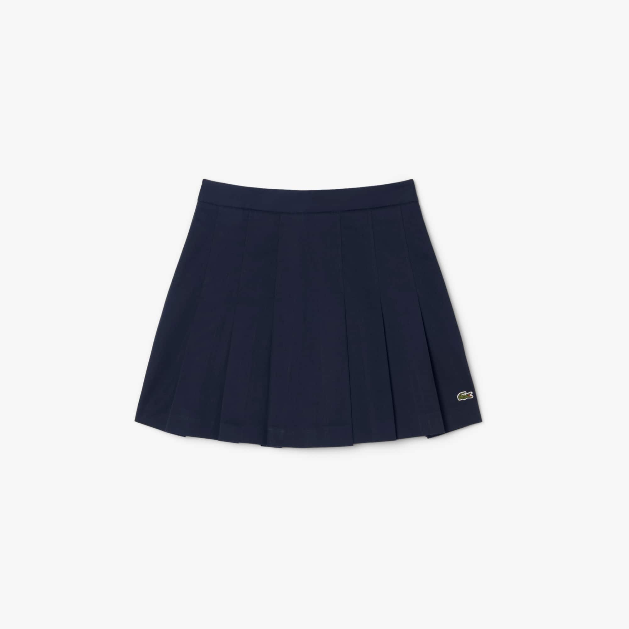 Lacoste Women's Short Stretch Cotton Pleated Skirt - 40 In Blue