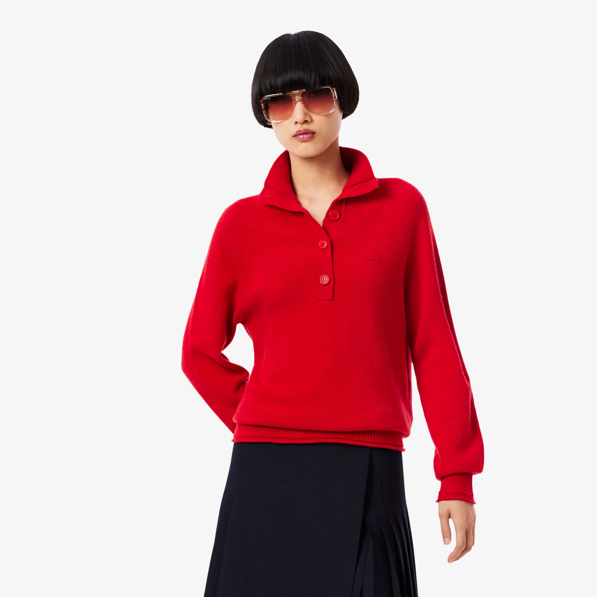 Lacoste Women's Wool High-neck Sweater - 36 In Red