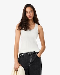 Women's Slim Fit Pointelle Knit Cotton Tank Top