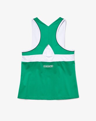 Playera sin mangas el&aacute;stica transpirable con recorte de Lacoste SPORT para mujer