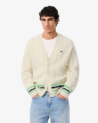Men's Cable Knit Wool Cardigan