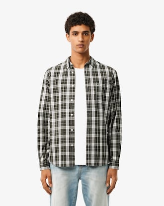 Men's Slim Fit Stretch Plaid Shirt