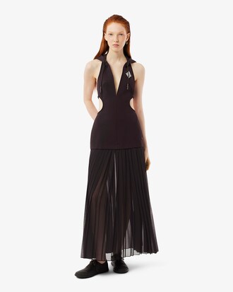 Women's Runway Long Pleated Hooded Dress