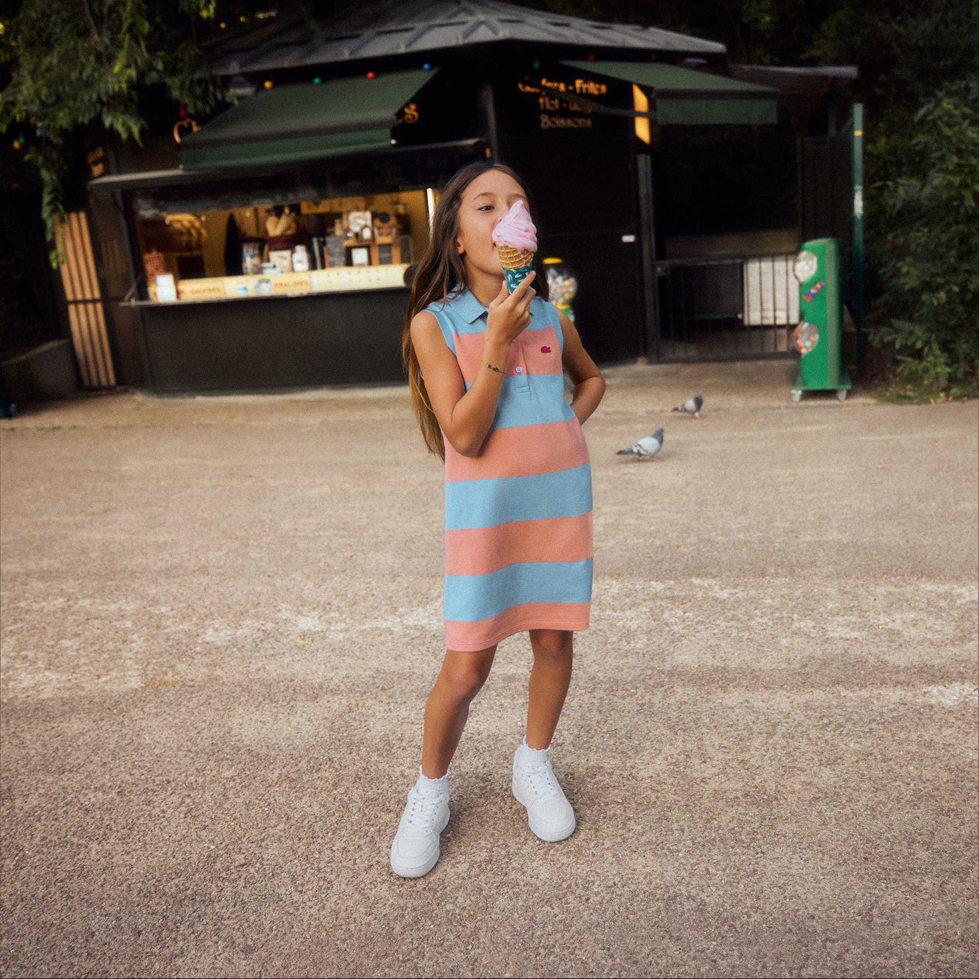 Sleeveless Striped Petit Piqué Polo Dress