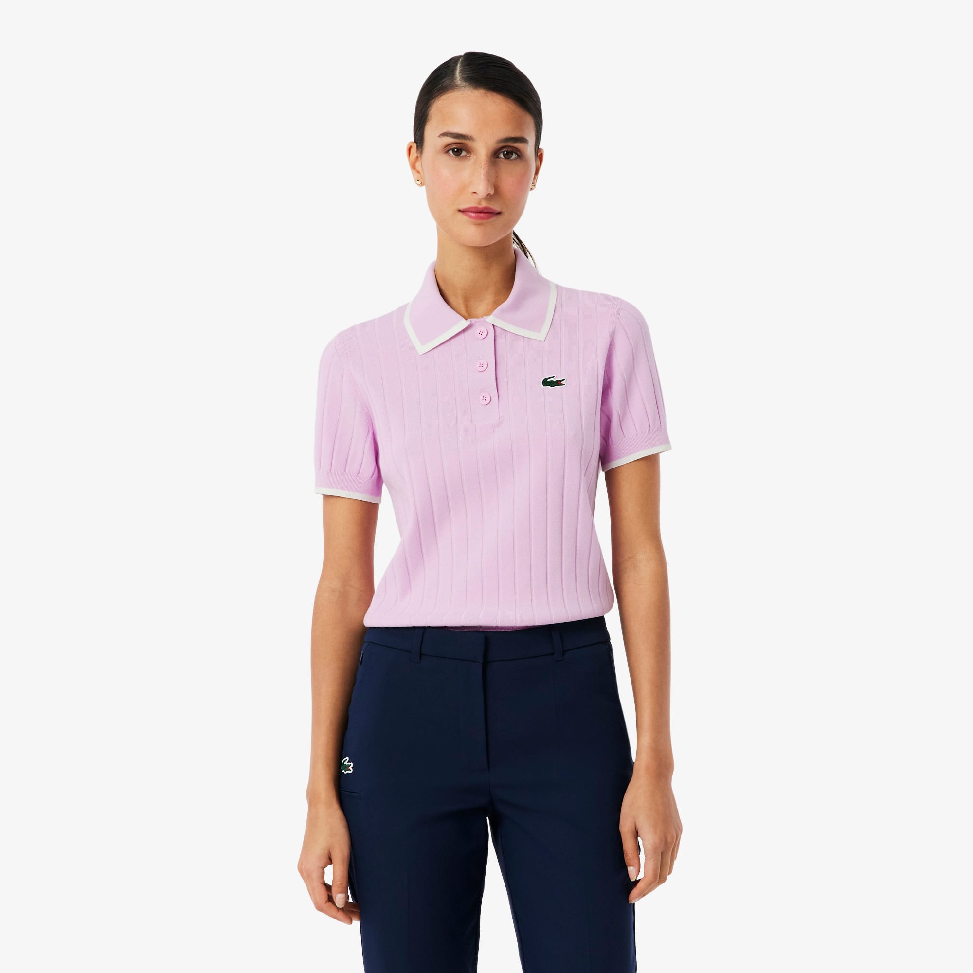 Women's Short Sleeve Polo Collar Golf Sweater - Sweaters