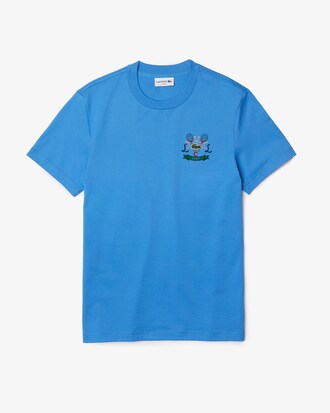Men's Tennis Embroidery Crew Neck Cotton T-Shirt