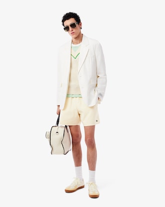 Traje de ba&ntilde;o con textura a rayas de longitud media para hombre