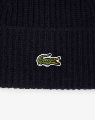 Gorro De Lana Cardada De Punto Acanalado