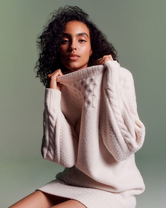 Women's Patchwork Effect Wool Sweater Dress