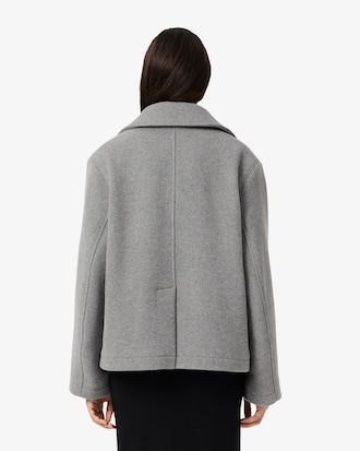 Women's Short Oversized Wool Blend Pea Coat