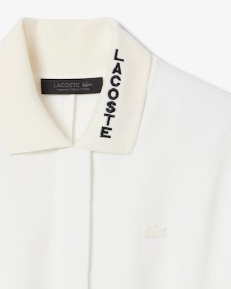 Runway Pleated Embroidery Detail Polo Dress