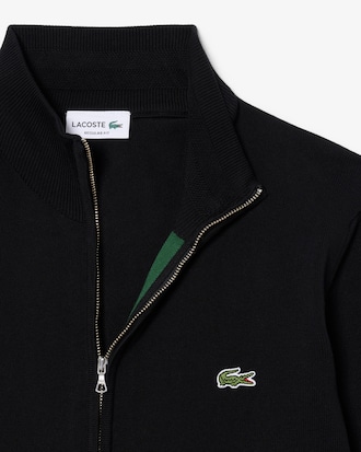 Men's Zip-Up High-Neck Cotton Sweater