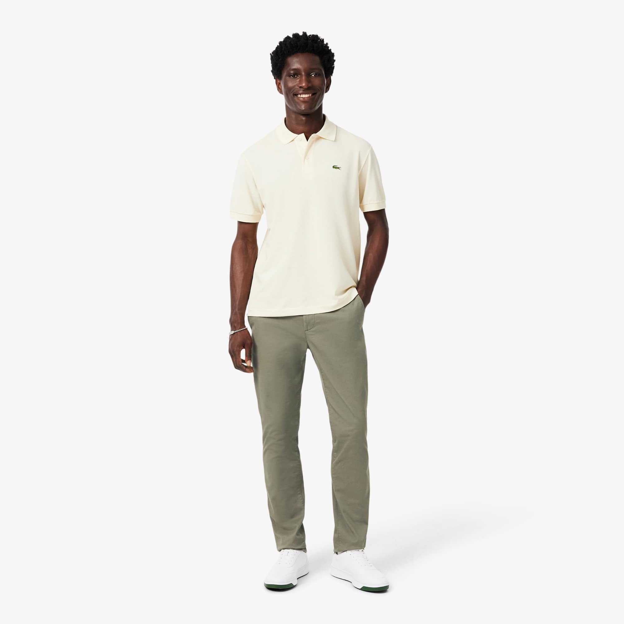 Lacoste Pantalones Slim Fit de Twill Elástico Verde
