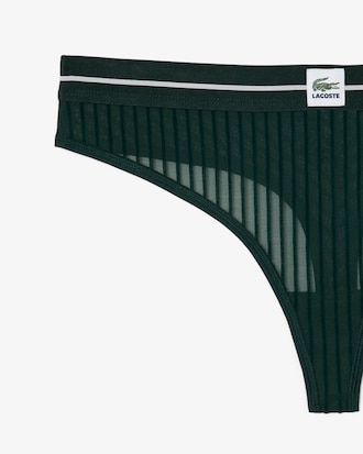 Velour Stripe Mesh String Briefs