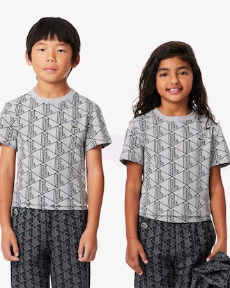 Kids' Monogram Print Cotton T-Shirt