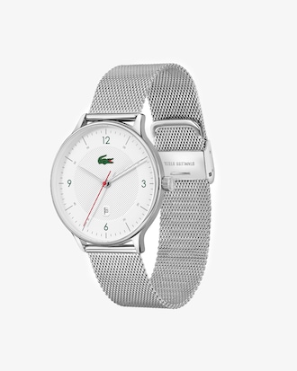 Lacoste Club 3 Hands Watch - White With Stainless Steel Mesh