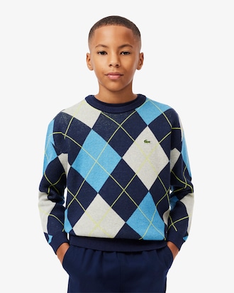 Kids' Cotton and Wool Argyle Sweater