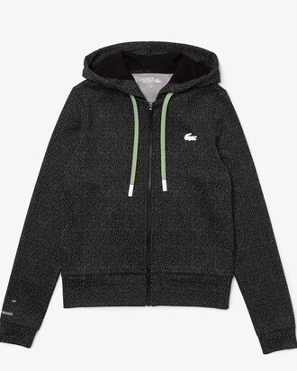 Women's Lacoste SPORT Hooded Zippered Jacquard Jacket