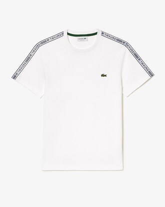 T-shirt homme Lacoste regular fit avec bandes sigl&eacute;es contrast&eacute;es