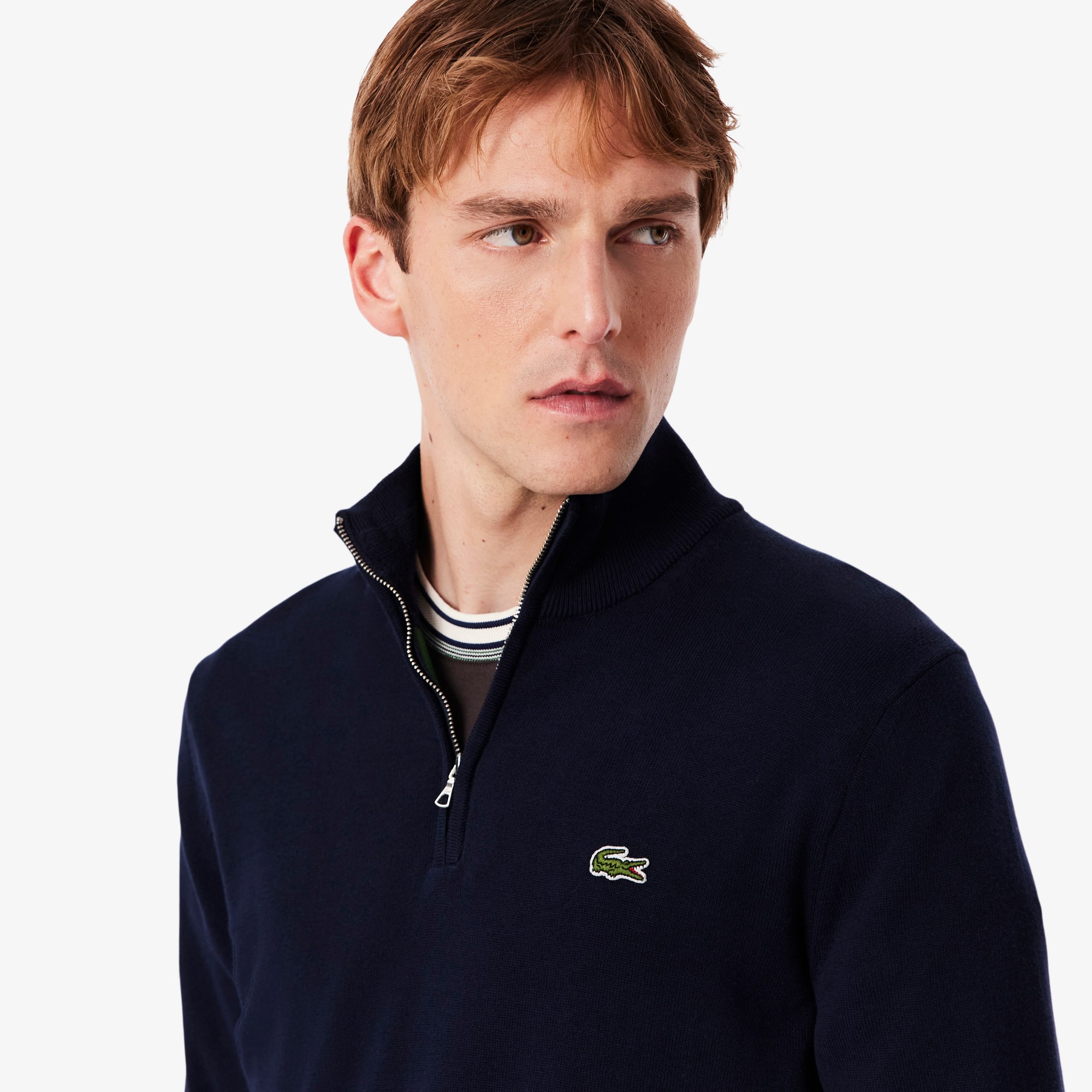 Men's Zip-Up High-Neck Cotton Sweater - Sweaters