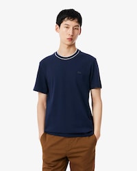 Men's Stretch Piqu&eacute; Striped Collar T-Shirt