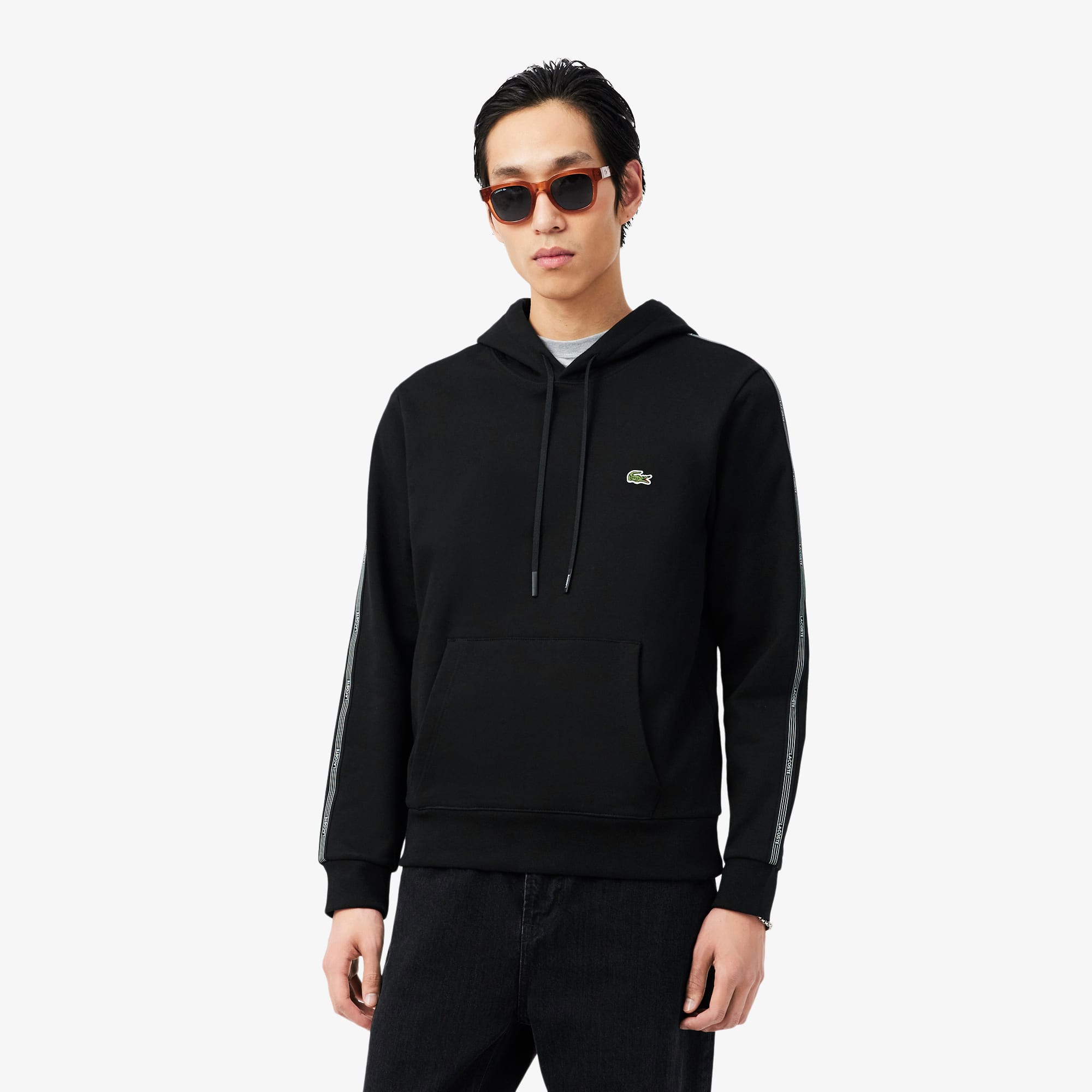 Lacoste Logo Stripe Zipped Hoodie