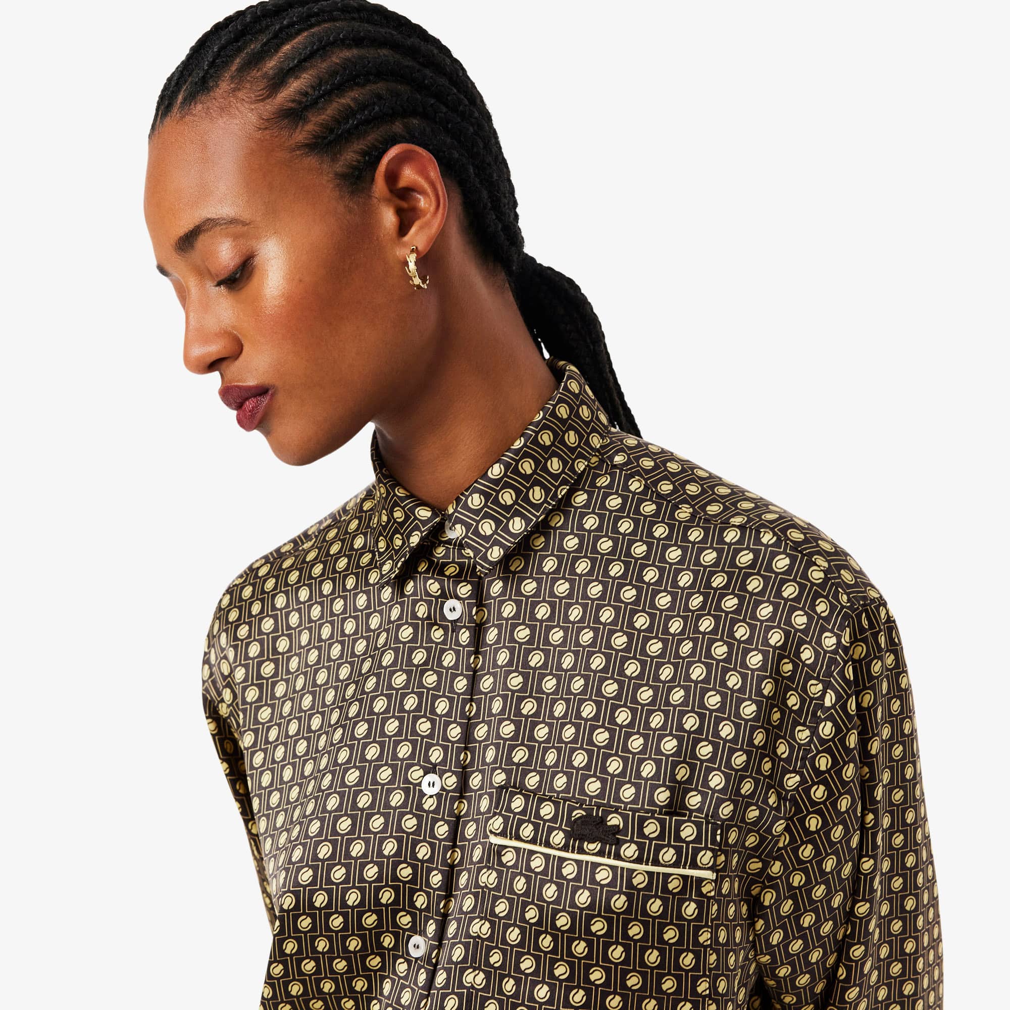 Oversized Printed Satin Shirt - undefined - New In 2025 | Lacoste