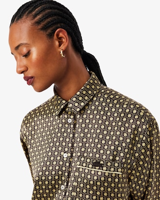 Oversized Printed Satin Shirt