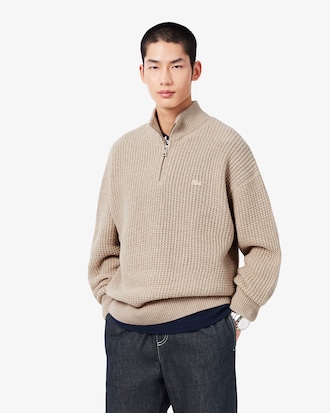 Wool High Zip Neck Sweater