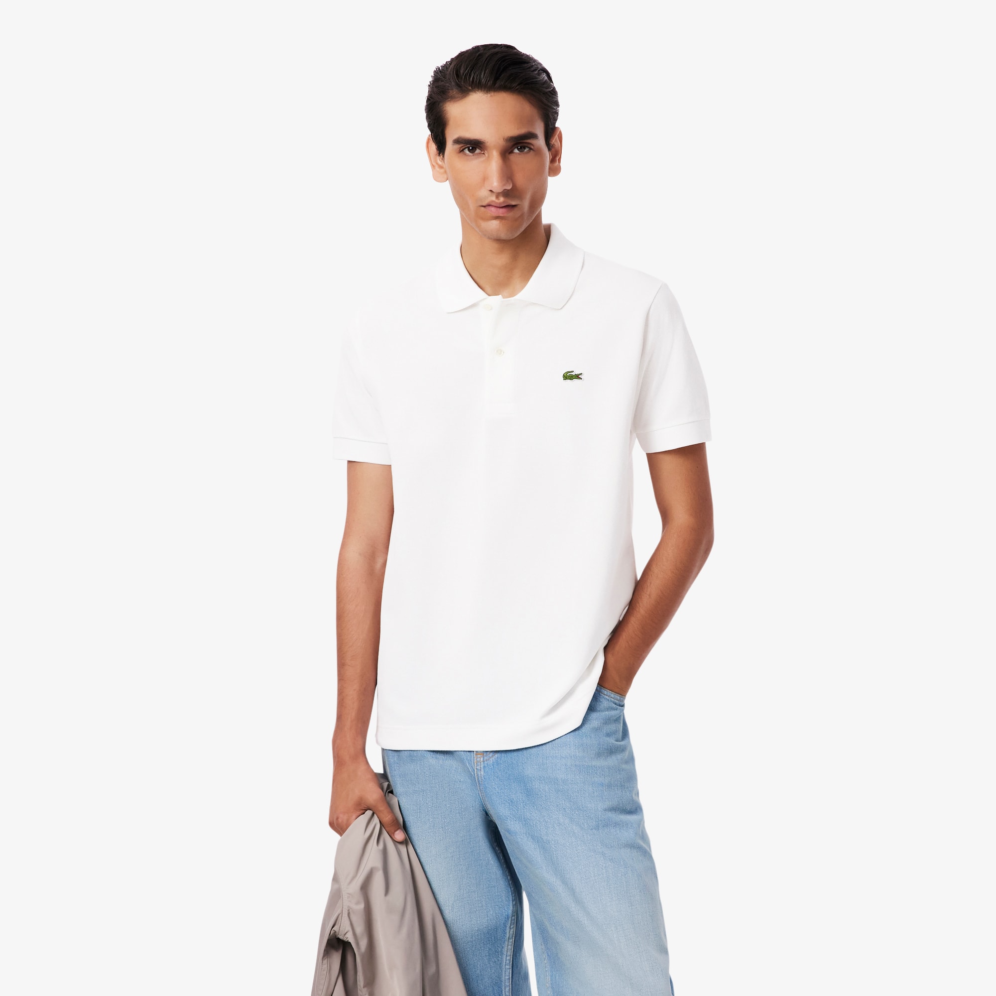 LACOSTE オンブレチェック ピーコート サイズ4 ブラック×ホワイト 格安LACOSTEオックスフォードチェックシャツCH632Eブロック
