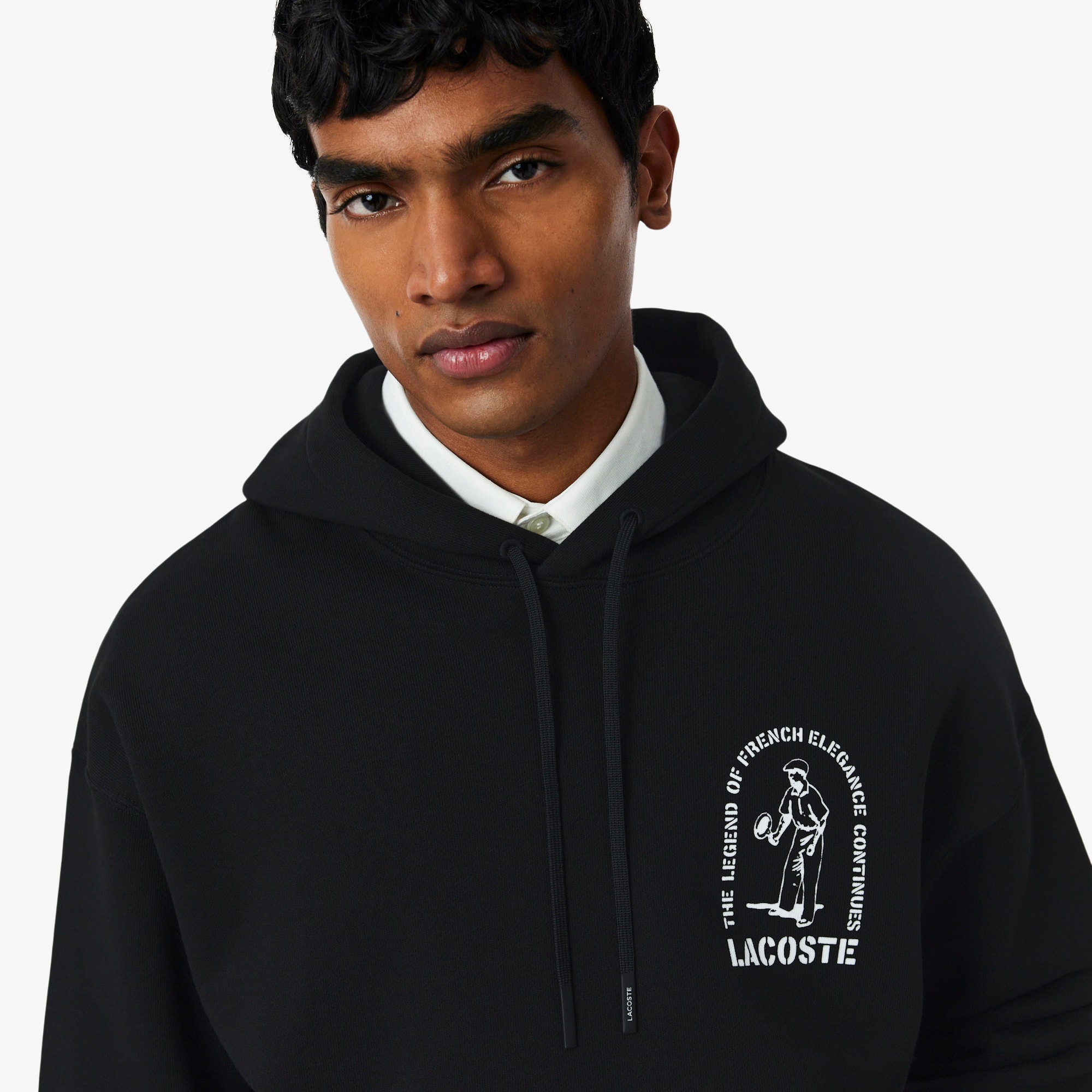 ココ‼️Lacoste ブラック ブルゾン Loose Fit Printed Hoodie - Sweaters & Sweatshirts - New In 2026
