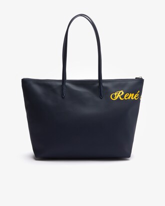 Grand sac cabas L.12.12 en toile piqu&eacute;e avec marquage