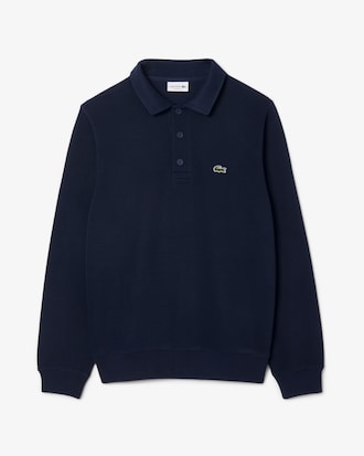 Men's Ribbed Cotton Polo Collar Sweatshirt