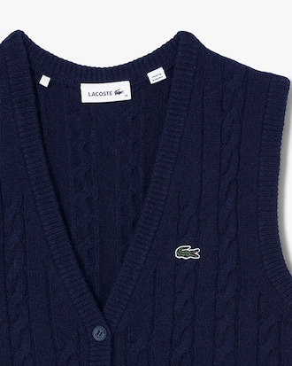 Women's Lacoste x Bandier Sleeveless Cashmere Cardigan