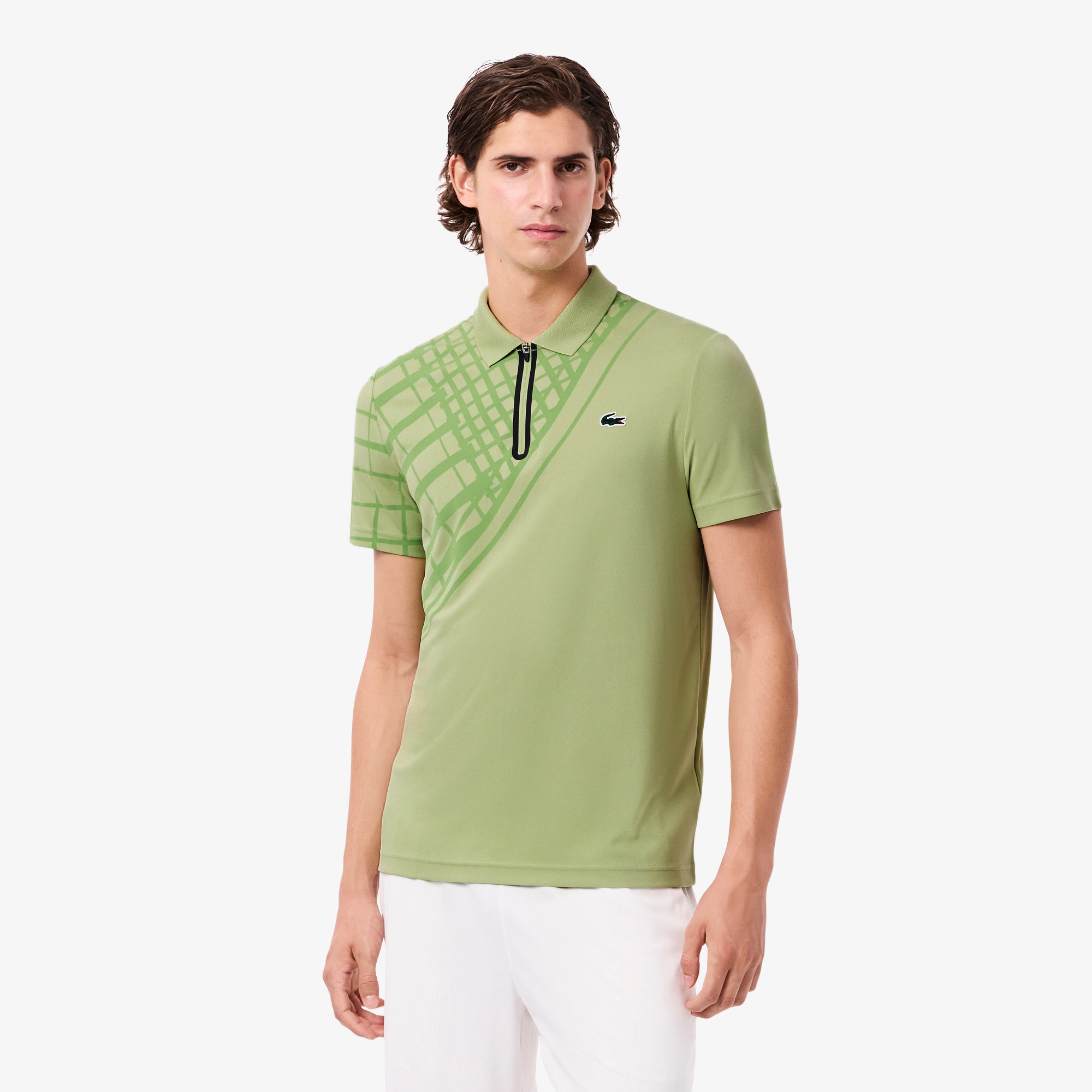 Lacoste Men's Ultra Dry Printed Slim Fit Tennis Polo