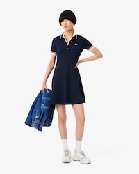 Vestido Skater Con Cuello Polo El&aacute;stico