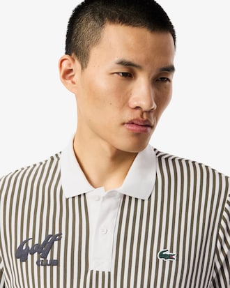 Men's Thermo-Regulating Striped Golf Polo