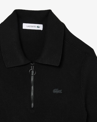 Women's 3D Rib Knit Zip-Up Polo Dress