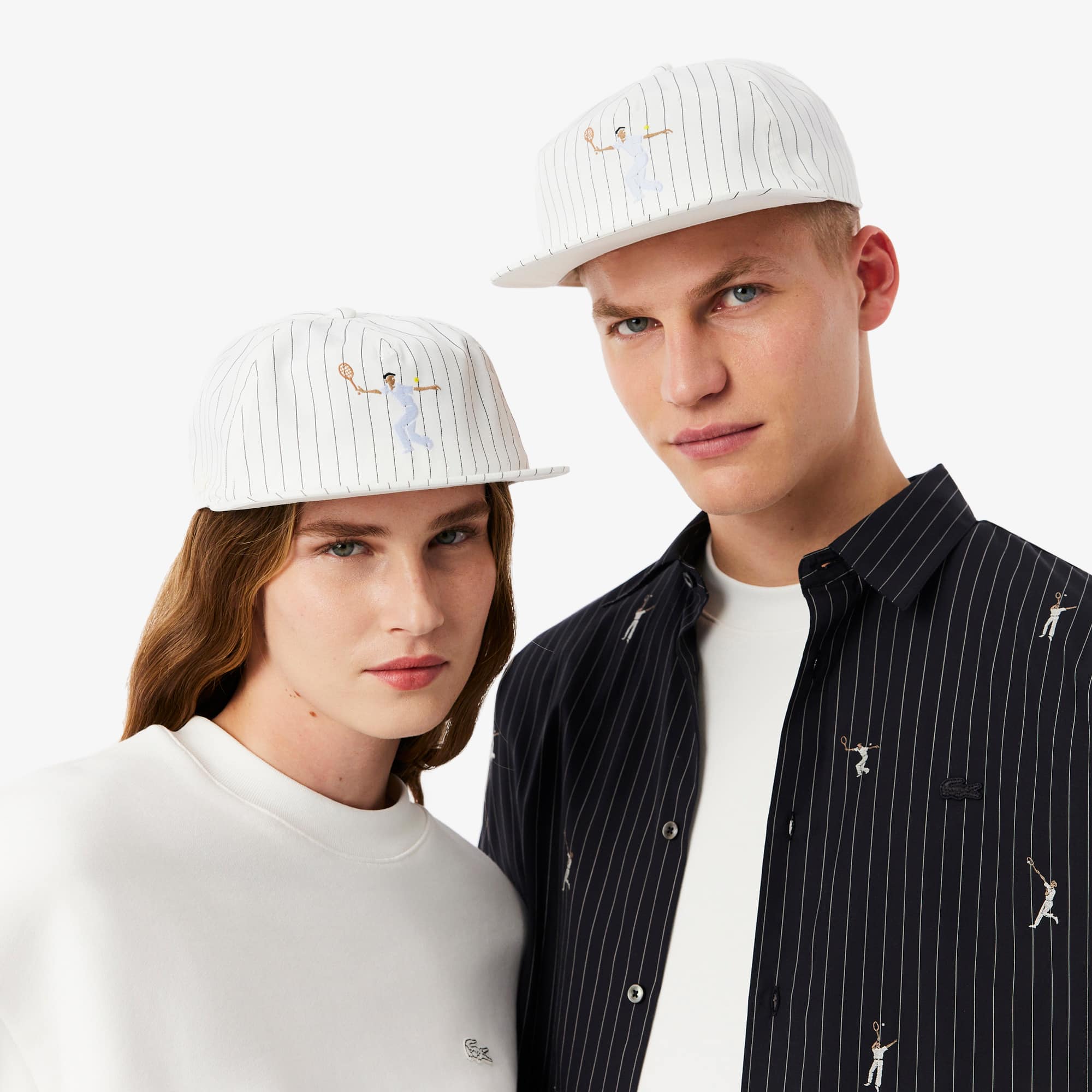 Striped Embroidered Cotton Twill Cap