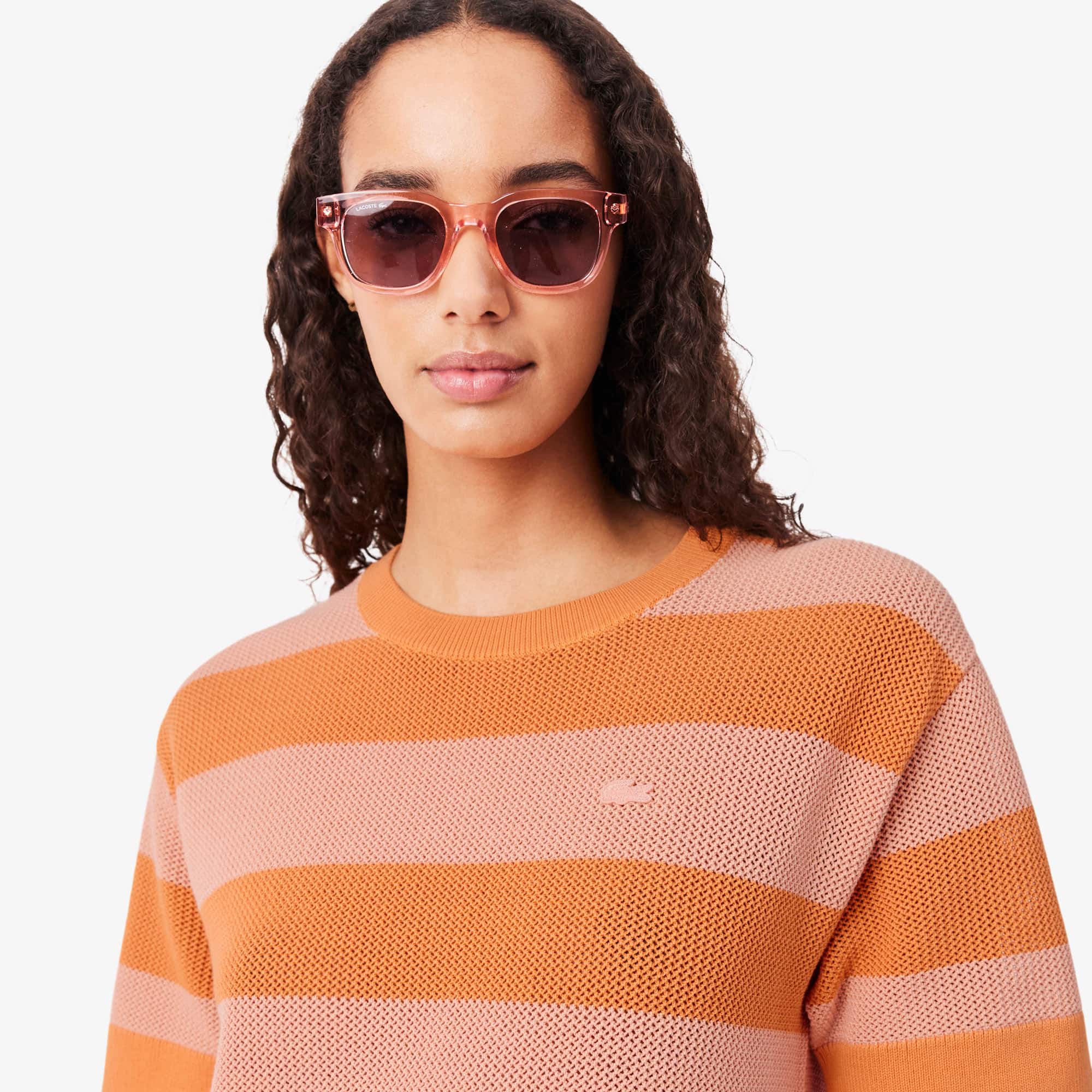Striped Mesh Knit T-Shirt Dress