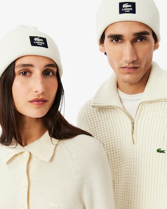 Unisex Ribbed Cotton Badge Beanie